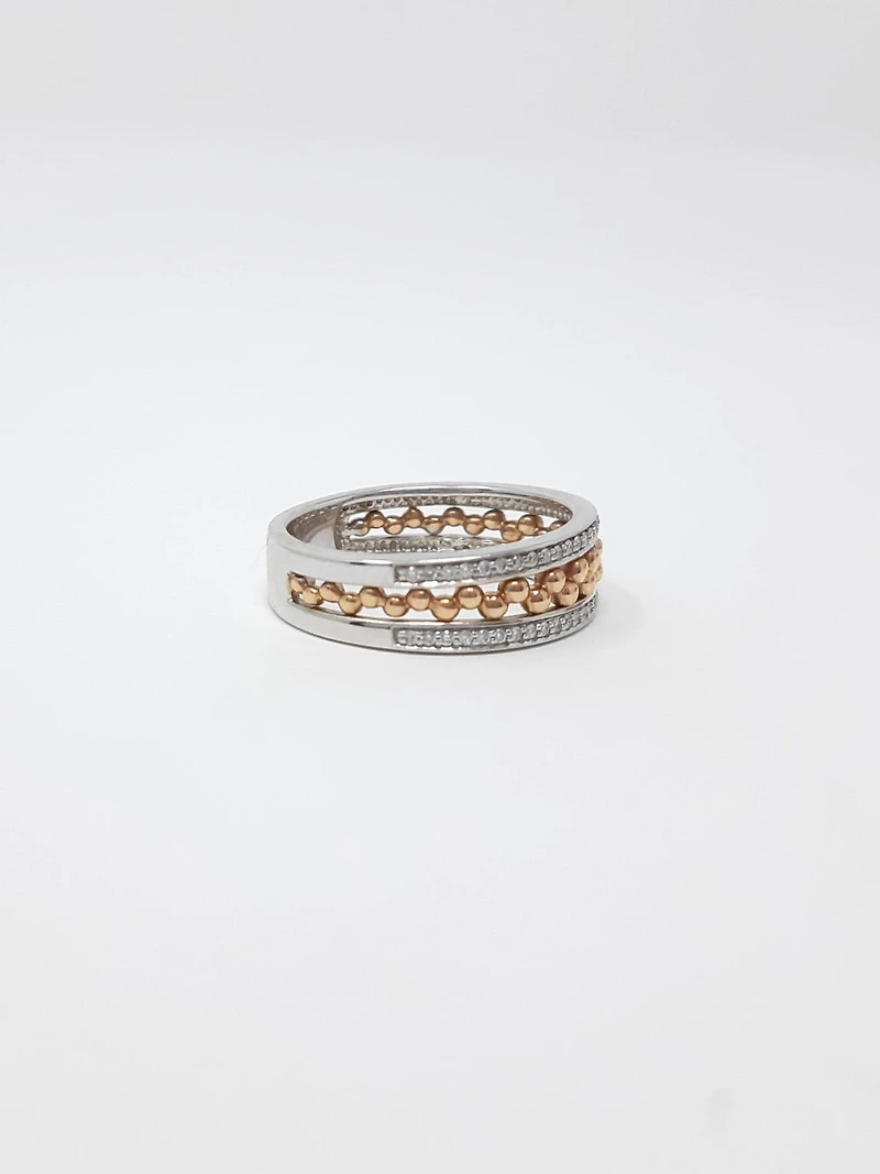 10K White & Rose Gold 0.18cttw Diamond Ring, size 6.5