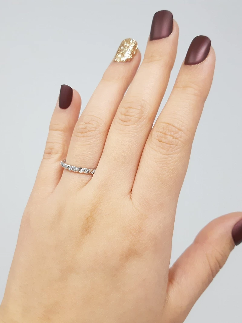 10K Gold 0.10cttw Diamond Stacking Ring / Band