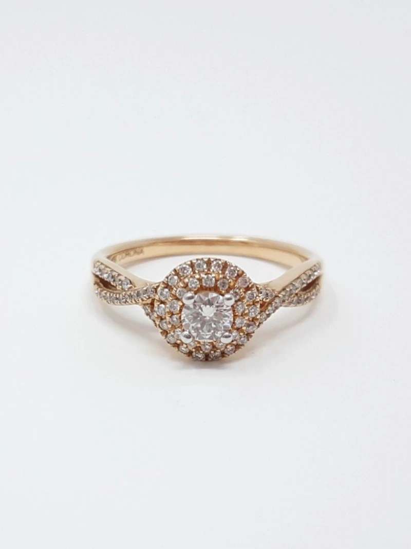 10K Rose Gold 0.23cttw Canadian Diamond Ring, size 6.5
