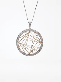 14K Two Tone White and Rose Gold 0.91cttw Diamond Pendant - 19 Inches