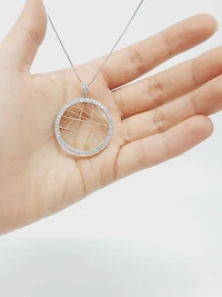 14K Two Tone White and Rose Gold 0.91cttw Diamond Pendant - 19 Inches
