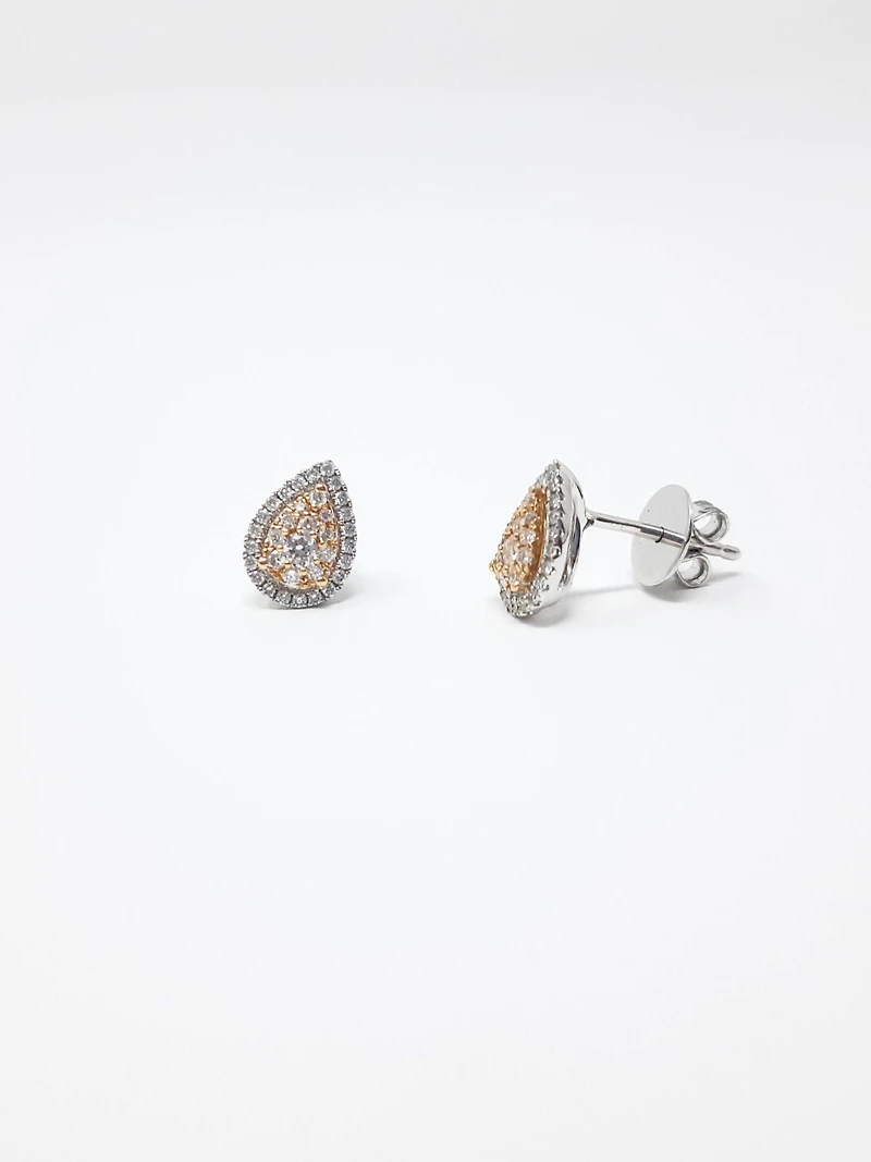14K White & Rose Gold Two-Tone 0.28cttw Diamond Earrings