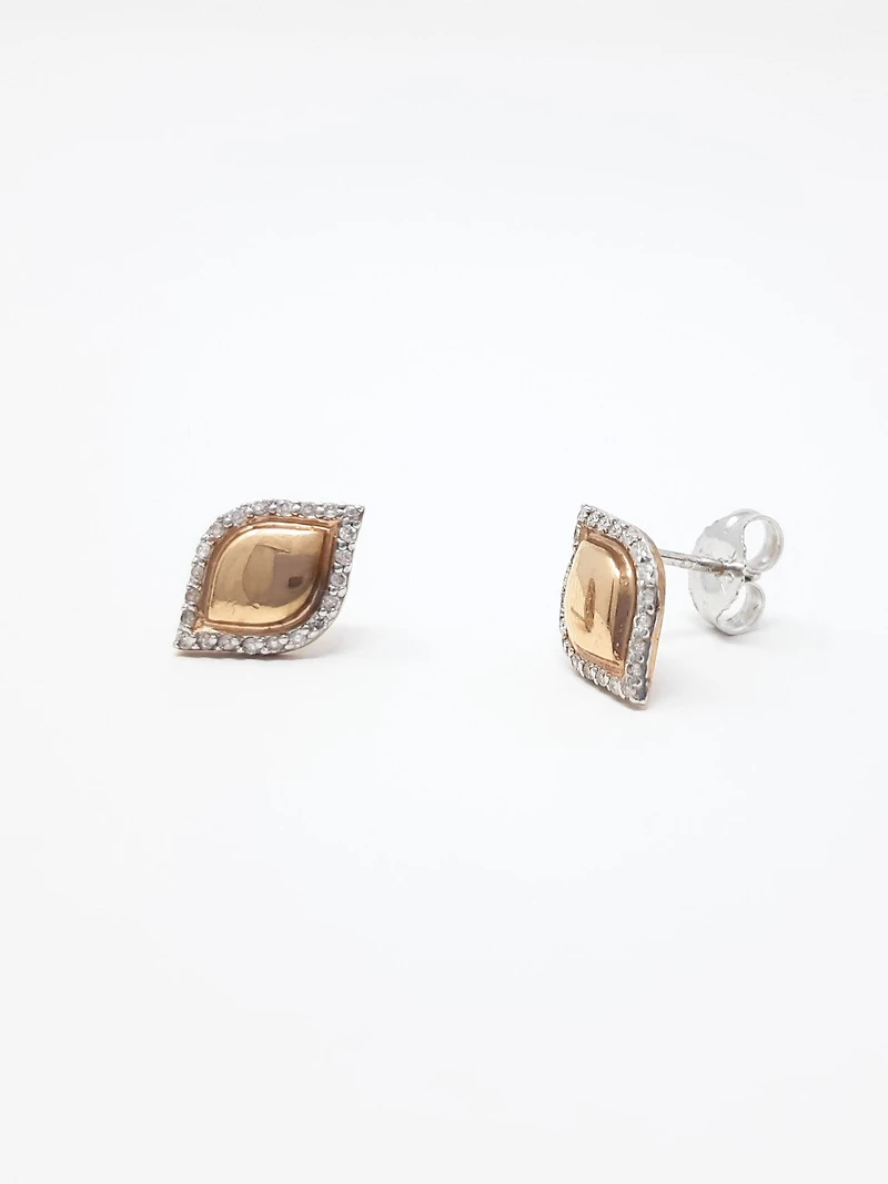 10K White & Rose Gold 0.13cttw Diamond Stud Earrings