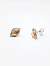 10K White & Rose Gold 0.13cttw Diamond Stud Earrings