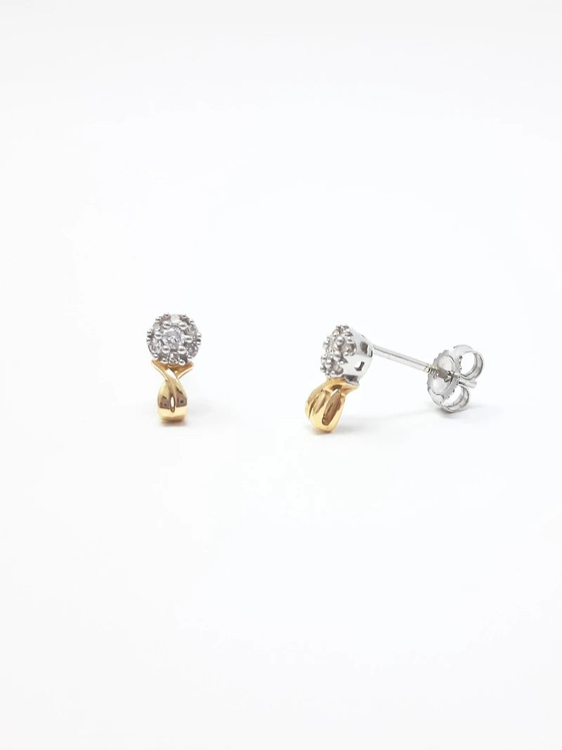 10K White &mYellow Gold 0.10cttw Diamond Studs