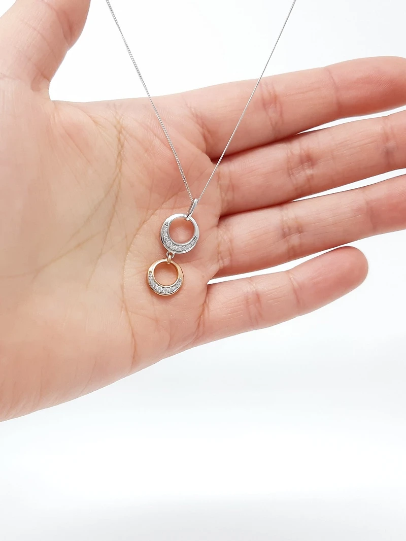 10K White & Rose Gold 0.39cttw Diamond Pendant, 18"
