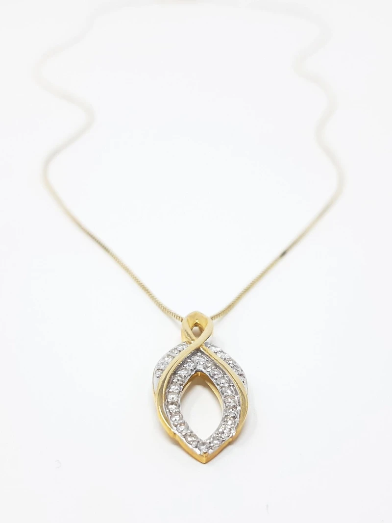 10K Yellow Gold 0.22 Diamond Pendant, 18"
