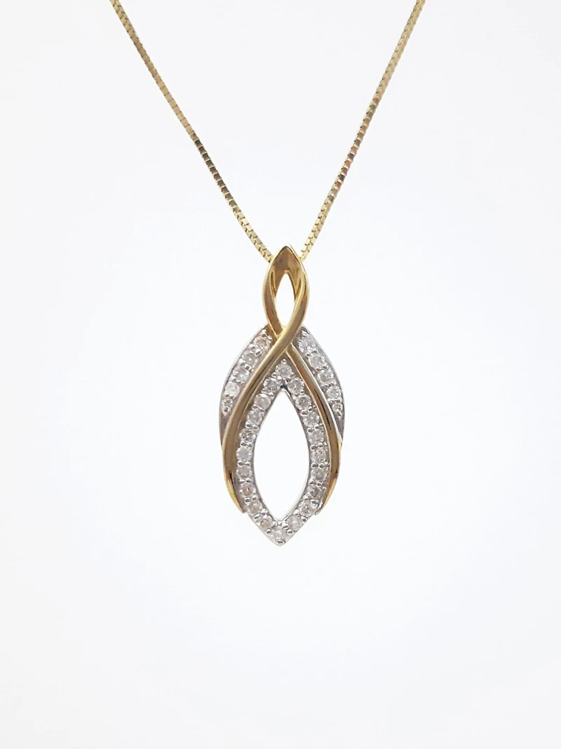 10K Yellow Gold 0.22 Diamond Pendant, 18"