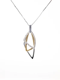14K 2 Tone Gold 0.22cttw Diamond Pendant, 18"