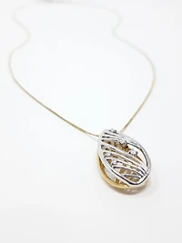 10K White & Yellow Gold 0.06cttw Diamond Pendant, 18"