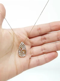 10K White & Yellow Gold 0.06cttw Diamond Pendant, 18"