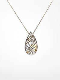 10K White & Yellow Gold 0.06cttw Diamond Pendant, 18"