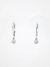 10K White Gold 0.13cttw Diamond Lever Back Earrings