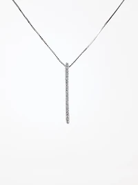 10K White Gold 0.10cttw Diamond Line Necklace, 18"