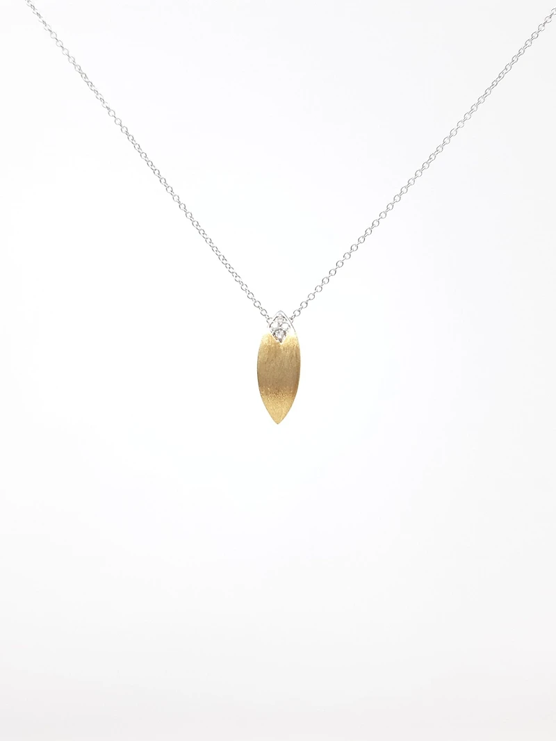 10K Two-Tone Reversible 0.06cttw Diamond Pendant, 18"