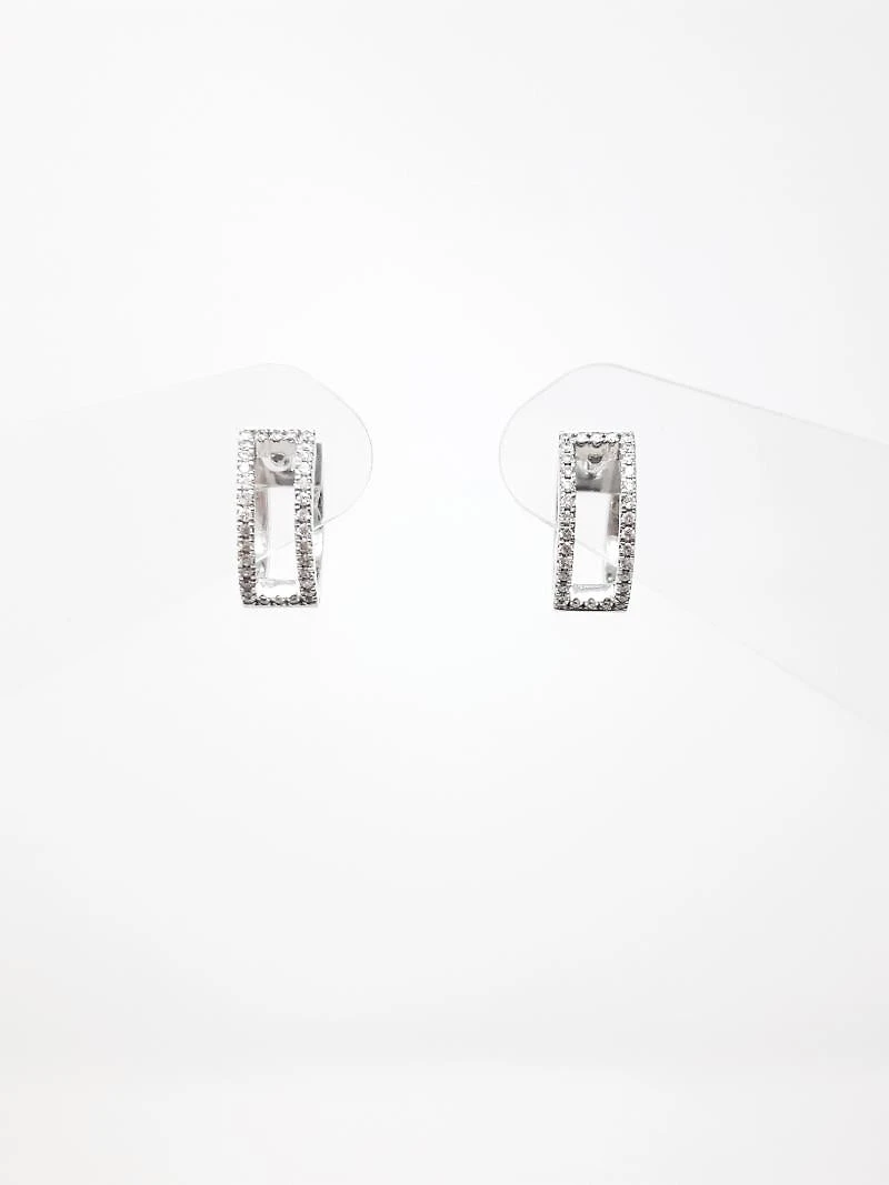 10K White Gold 0.20cttw Hoop Huggie Hinged Diamond Earrings