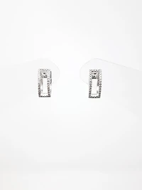10K White Gold 0.20cttw Hoop Huggie Hinged Diamond Earrings