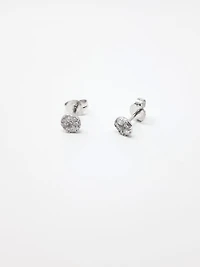 14K White Gold 0.33cttw Round-Cut Diamond Cluster Stud Earrings