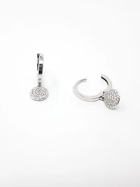 10K White Gold 0.30cttw Diamond Hoop Huggie Hinged Dangle Earrings