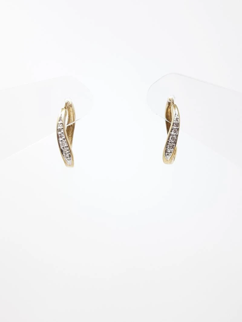 10K Yellow Gold 0.12cttw Diamond Hoop Huggie Hinged Earrings