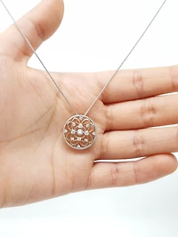 10K White & Rose Gold 0.35cttw Diamond Pendant, 18"