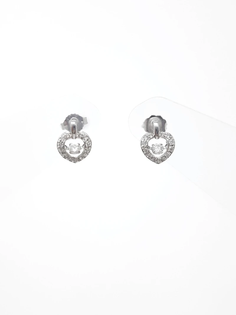 10K White Gold 0.35cttw Round Brilliant Cut Diamond Pulse Dangle Stud Earrings