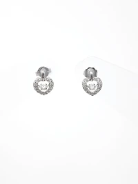 10K White Gold 0.35cttw Round Brilliant Cut Diamond Pulse Dangle Stud Earrings