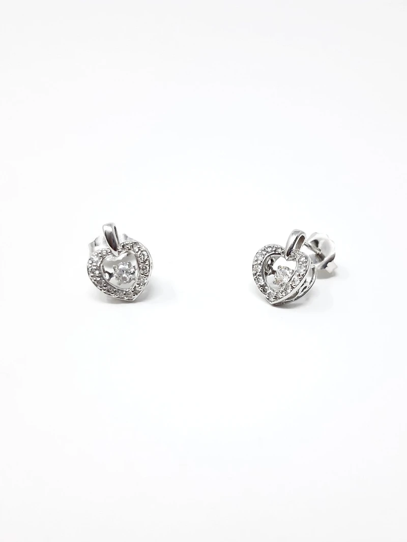 10K White Gold 0.35cttw Round Brilliant Cut Diamond Pulse Dangle Stud Earrings