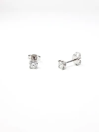 14K White Gold 0.15cttw Round Cut Canadian Diamond Stud Earrings