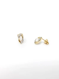 10K Yellow Gold 0.32cttw Genuine Opal and 0.10cttw Diamond Stud Earrings