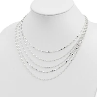 Sterling Silver 5 Strand Fancy Flat Link Necklace - 17"