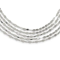 Sterling Silver 5 Strand Fancy Flat Link Necklace - 17"