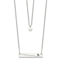 Sterling Silver Enameled I Love You To The Moon and Back 2-Strand Bar Necklace - 16"