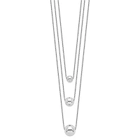 Sterling Silver Rhodium-plated 3-Strand with 2in ext. Polished Necklace - 16"