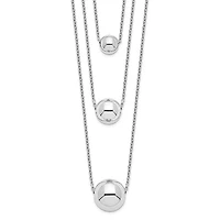 Sterling Silver Rhodium-plated 3-Strand with 2in ext. Polished Necklace - 16"