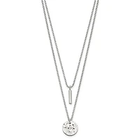 Sterling Silver 2-Strand Hammered Circle and Bar Necklace - 16"