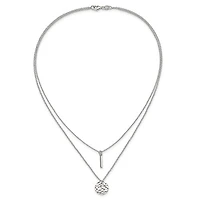Sterling Silver 2-Strand Hammered Circle and Bar Necklace - 16"