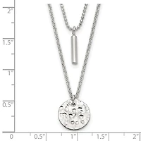 Sterling Silver 2-Strand Hammered Circle and Bar Necklace - 16"