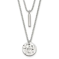 Sterling Silver 2-Strand Hammered Circle and Bar Necklace - 16"