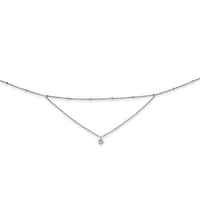 Sterling Silver Rhodium-plated CZ Beaded with 4in ext. Choker - 12-16"