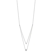 Sterling Silver CZ 2-Strand with 1.75in ext. Necklace - 16-17.75"