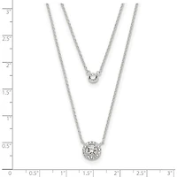 Sterling Silver CZ 2-Strand with 1.75in ext. Necklace - 16-17.75"