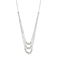 Sterling Silver Polished 3-Strand Beaded Necklace - 16"