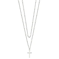 Sterling Silver Fancy Cross Double Strand Necklace - 16.25"