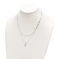 Sterling Silver Fancy Cross Double Strand Necklace - 16.25"