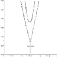 Sterling Silver Fancy Cross Double Strand Necklace - 16.25"