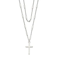 Sterling Silver Fancy Cross Double Strand Necklace - 16.25"