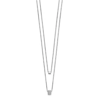 Sterling Silver CZ Multi-strand with 2in Necklace - 16-18"