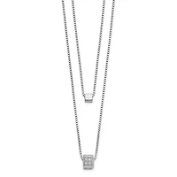 Sterling Silver CZ Multi-strand with 2in Necklace - 16-18"