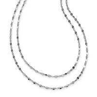 Sterling Silver Rhodium-plated Polished Double-strand Necklace